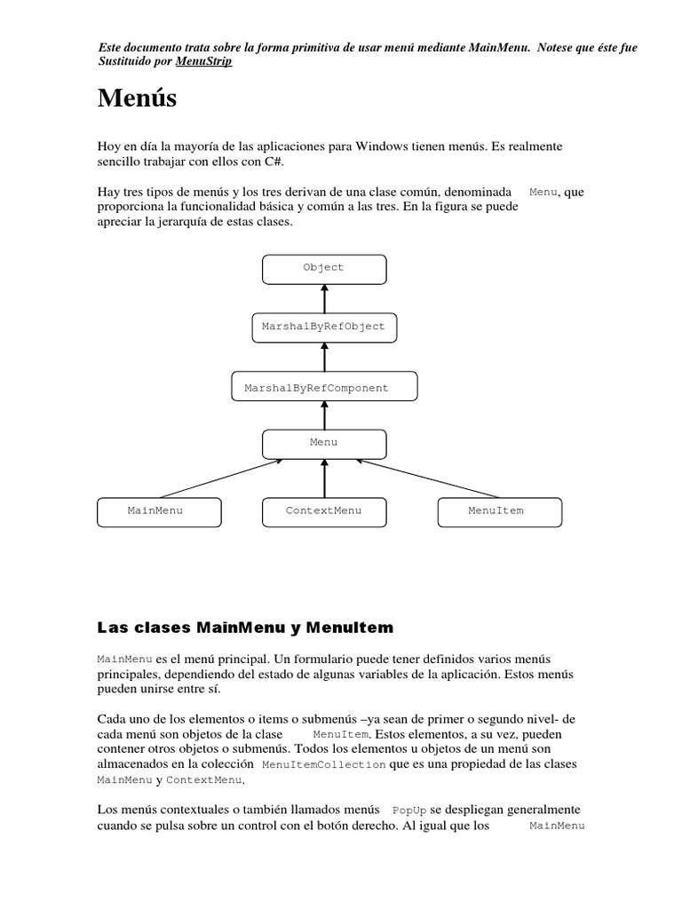 PROGRAMACION VISUAL - Menus - Formato Anterior | PDF | Menú ...
