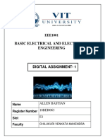 Basic Electrical and Electronics Engineering: Digital Assignment-1