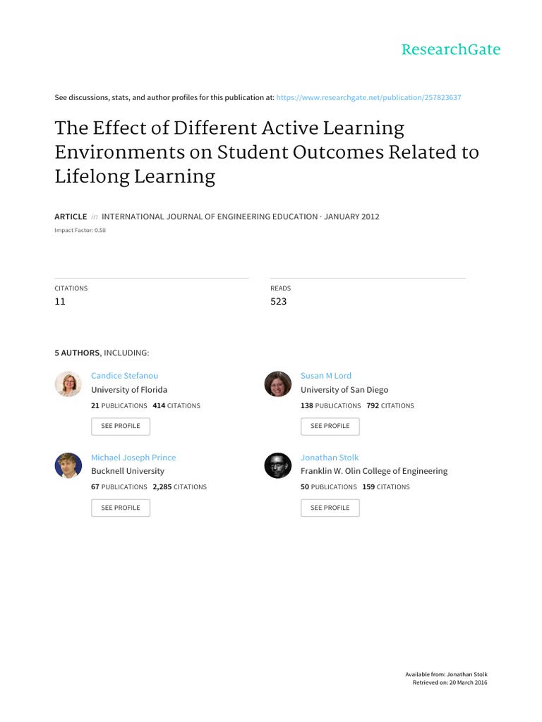 Active Learning's Impact on Lifelong Learning | PDF | Lifelong Learning ...