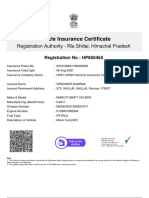 Vehicle Insurance Certificate: Registration Authority - Rla Shillai, Himachal Pradesh
