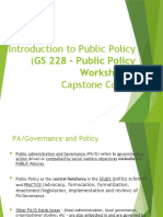 Introduction To Public Policy (GS 228 - Public Policy Capstone Course