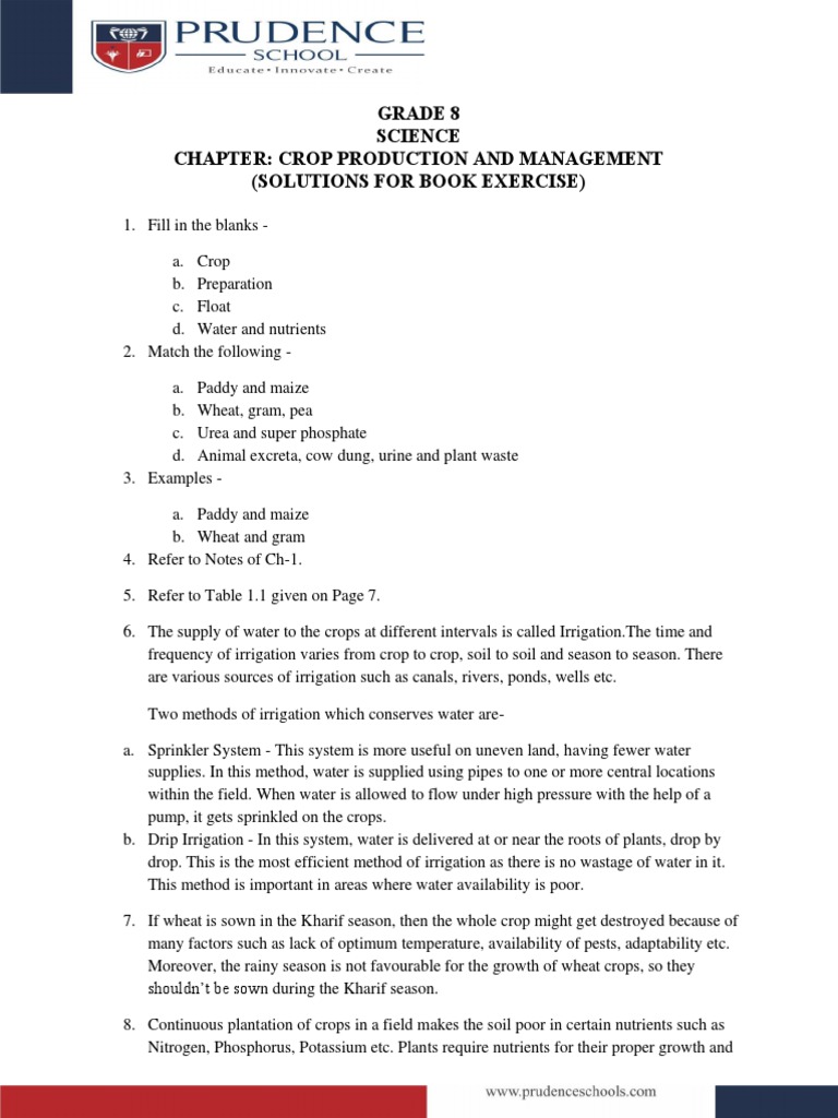 Science SOLUTIONS FOR BOOK EXERCISE) PDF | PDF | Irrigation | Weed