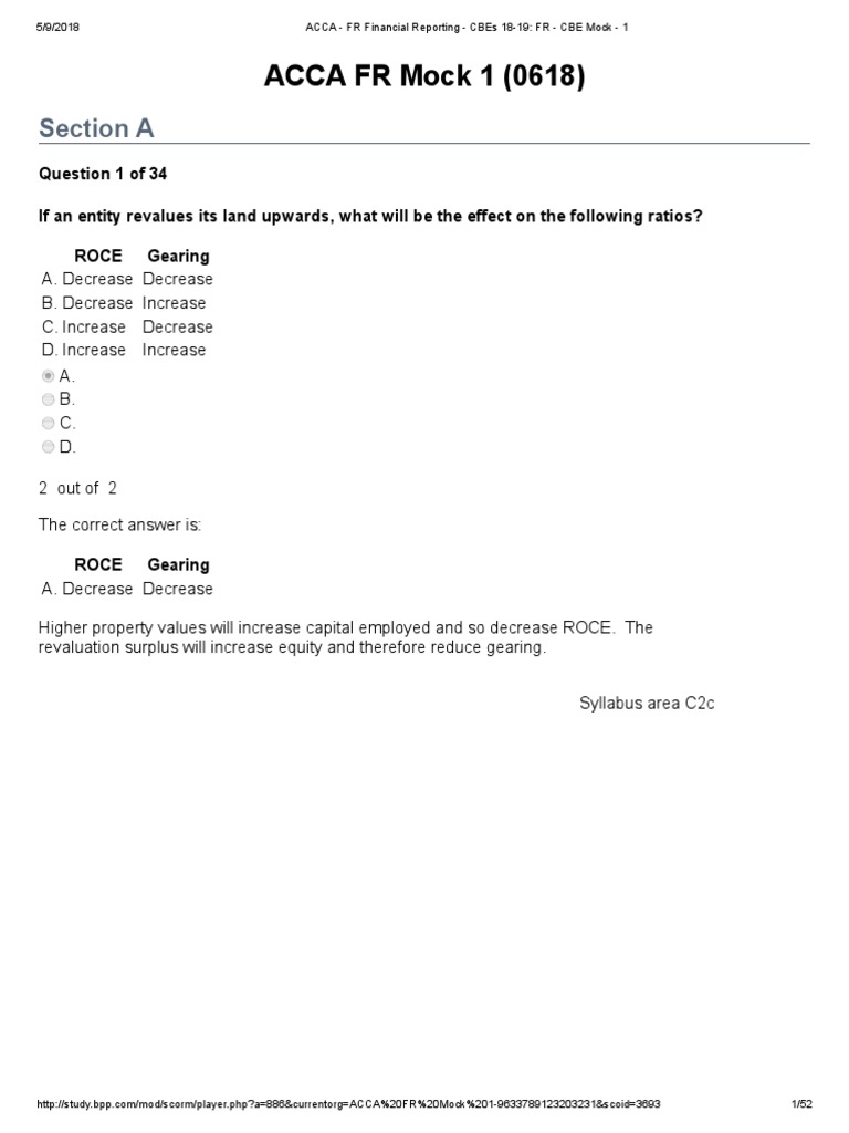 ACCA FR Mock Exam Questions and Answers | PDF | Debits And Credits ...