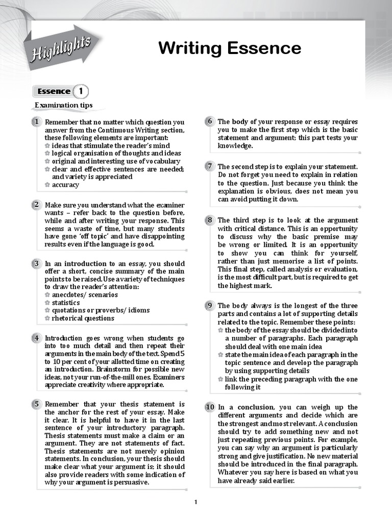 Essay Writing Tips for Form 4 | PDF | Obesity | Essays