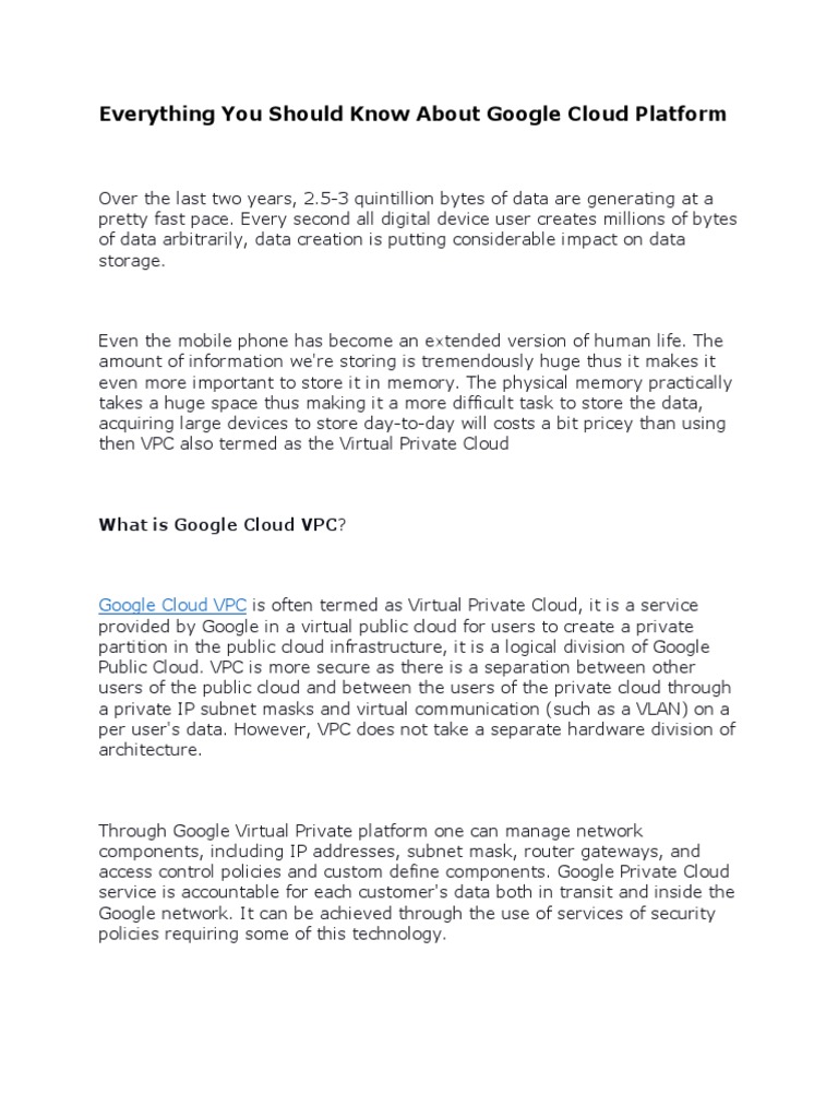 Everything You Should Know About Google Cloud Platform | PDF | Cloud ...