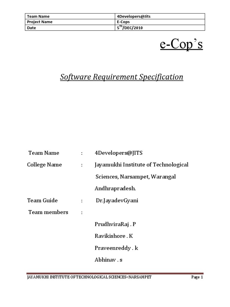 E-Cops Software Requirements Specification | PDF | World Wide Web ...