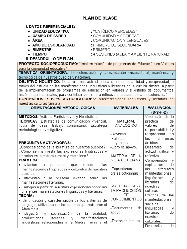 Plan de Clase: Comunicación Secundaria | PDF | Comunicación humana ...