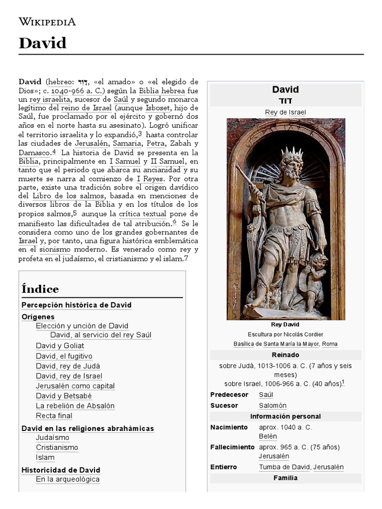 David - Wikipedia, La Enciclopedia Libre PDF | PDF | El antiguo Israel ...