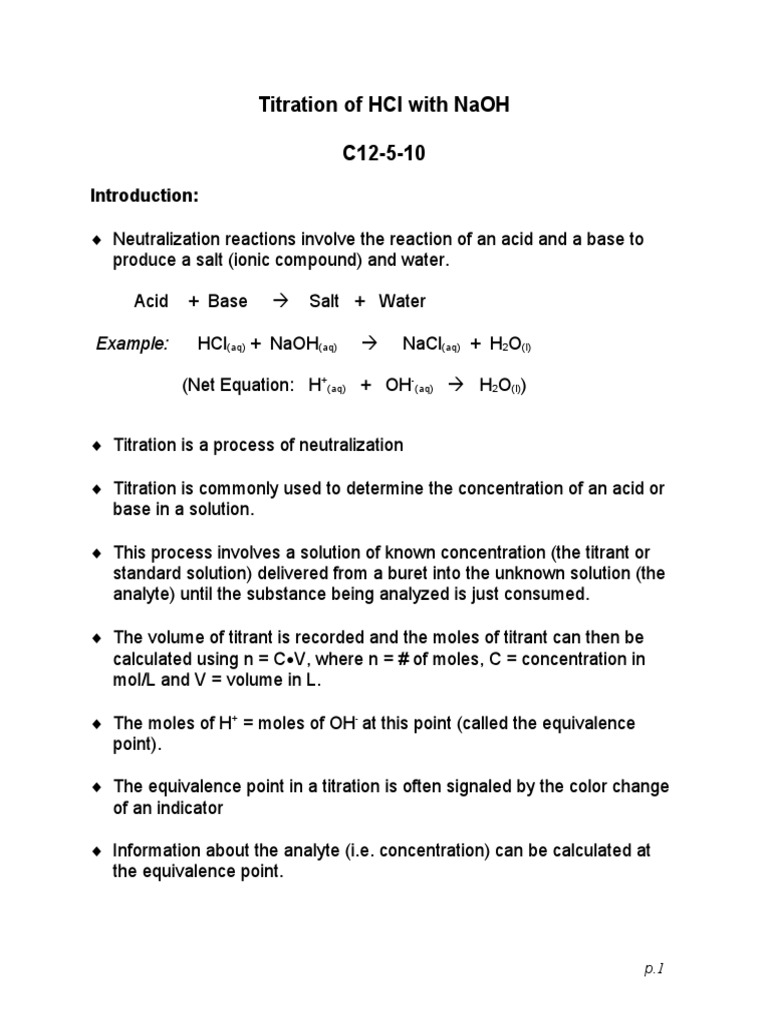 Titration of HCL With NaOH C12510 PDF