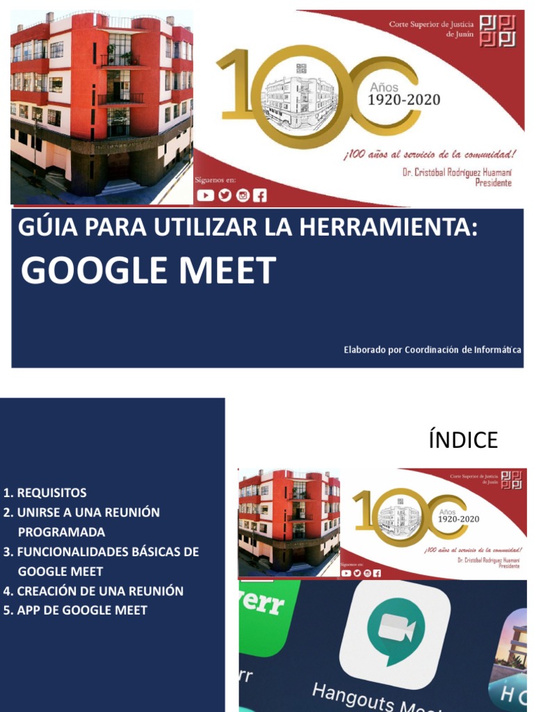 Guía de Uso de Google Meet | PDF | Ventana (informática) | Software del ...