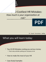 The Top 10 Costliest HR Mistakes:: How Much Is Your Organization at Risk?