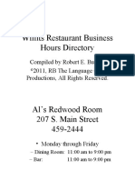 Willits Restaurant Business Hours