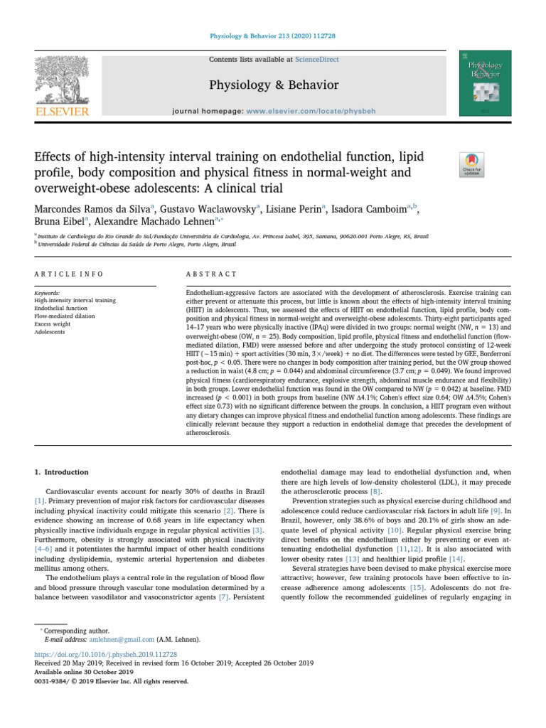 Physiology & Behavior: Sciencedirect | PDF | High Intensity Interval ...