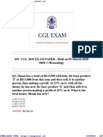 SSC CGL Tier 1 Papers 05 March 2019 Shift 1 Reasoning