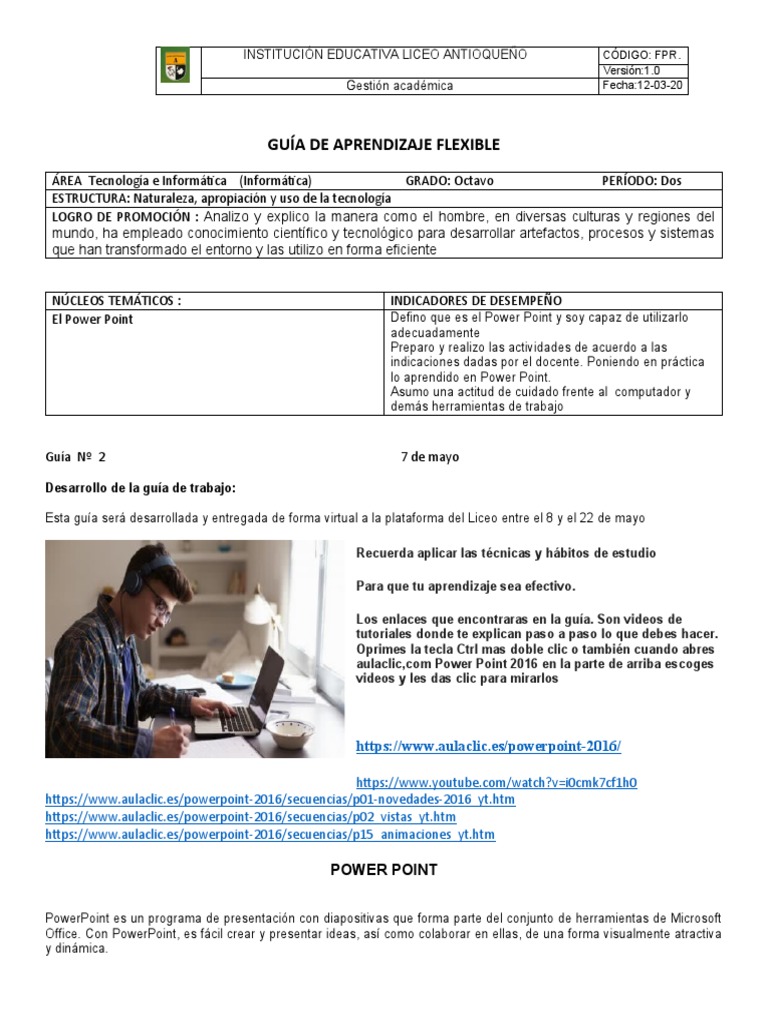 Guía 8° Dos de Informatica | PDF | Microsoft PowerPoint | Software
