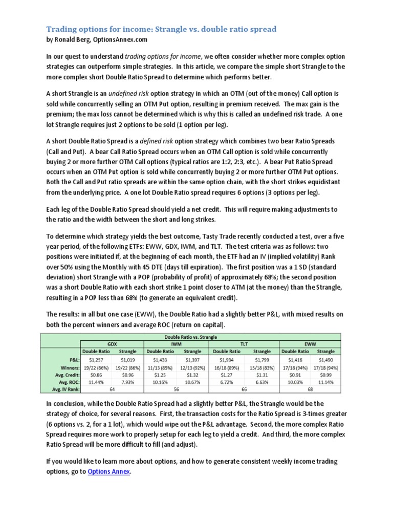 Strangle vs. Double Ratio Spread Web | PDF | Put Option | Option (Finance)