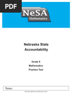 Grade 6 Mathematics Practice Test: Nebraska Department of Education 2014