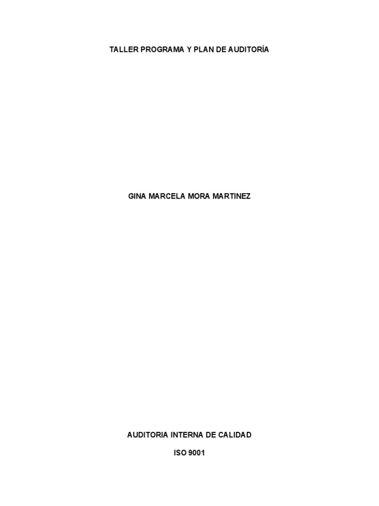 Plan Anual de Auditoría ISO 9001 | PDF | Auditoría | Sistema de manejo ...