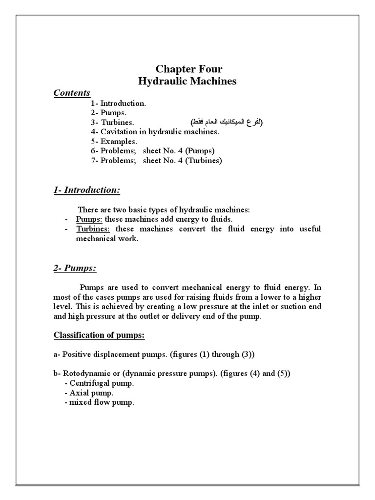 Hydraulic Pumps in Fluid Mechanics | PDF | Pump | Mechanics