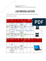 Lista de Precios Laptops