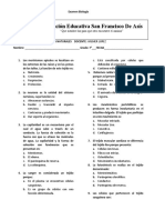 Evaluacion de Biologia de 7 Grado 2 Periodo