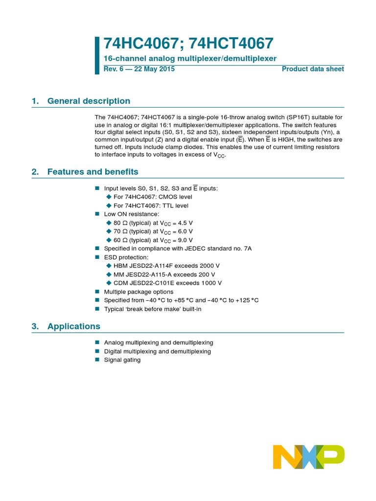 74HC4067 74HCT4067: 1. General Description | PDF | Information And ...