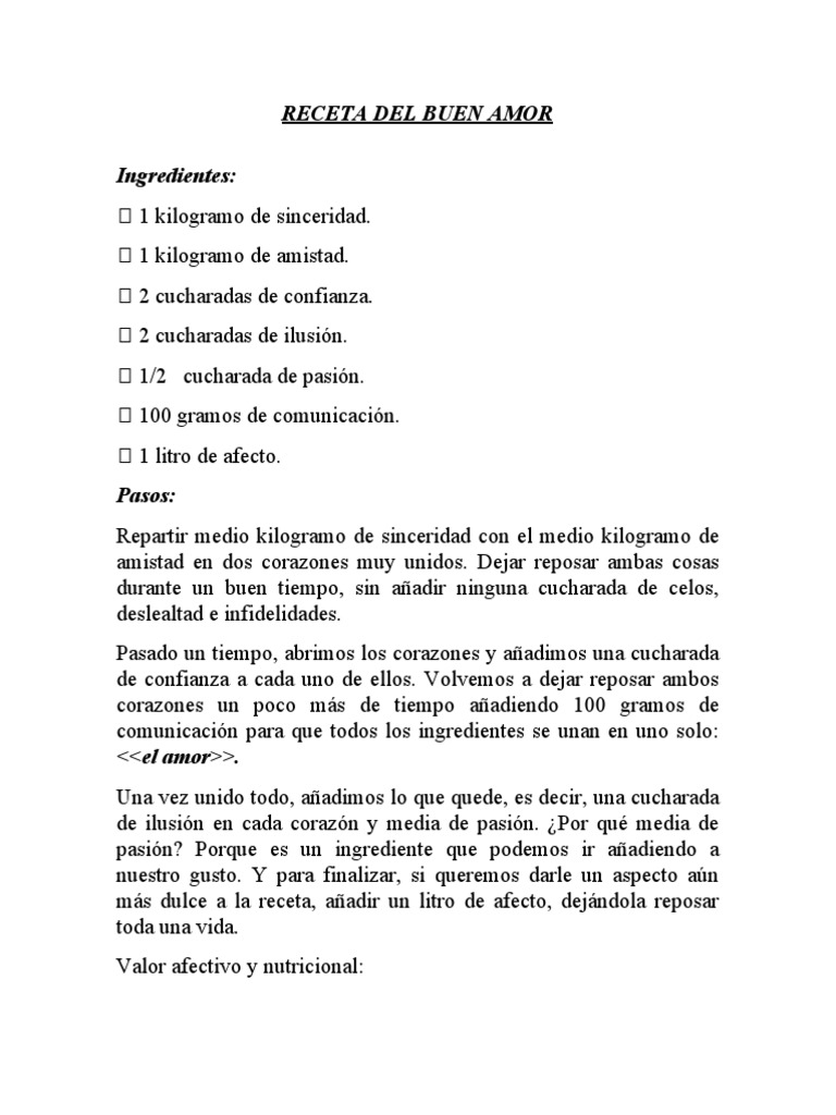 12 Receta Del Buen Amor | PDF