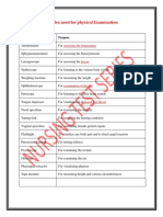 Articles used for physical Examination