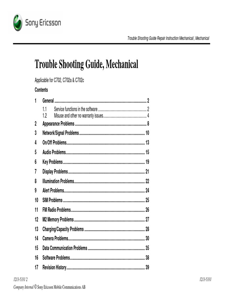 Mechanical Troubleshooting Guide for C702 | PDF | Electrical Connector ...