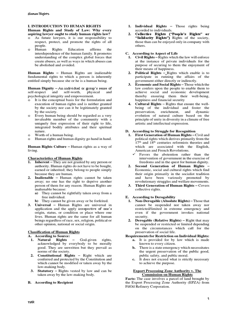 Human Rights Law Chapter 1 | PDF | Due Process | Habeas Corpus