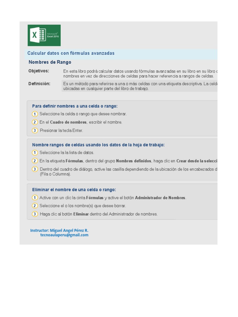 Nombres de Rangos en Excel | PDF | Informática | Informática y ...
