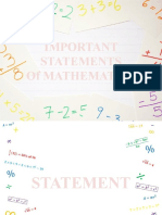 Important Statements of Mathematics