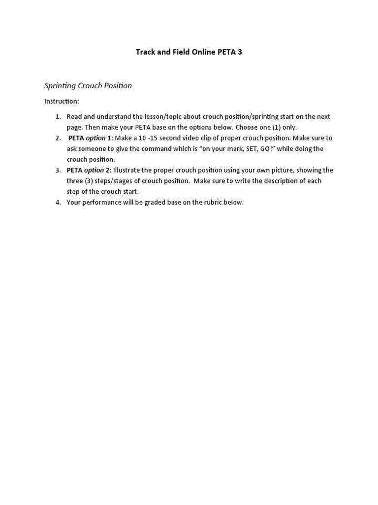 Crouch Position Sprinting Guide | PDF | Hand | Recreation