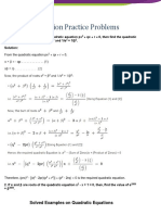 Quadratic Equation Solved Problems PDF