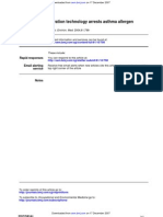 Filtration Technology Arrests Asthma Allergen: Rapid Responses Email Alerting