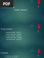 Presentation On Cache Memory Operating System CSE 309 1