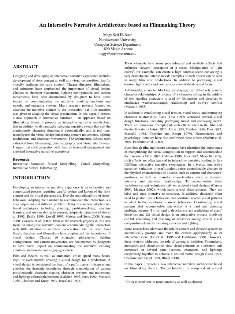 Interactive Narrative Architecture in Film | PDF | Narrative ...