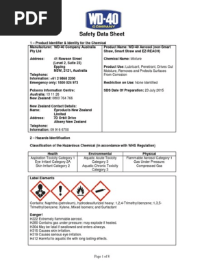 WD-40 Safety Data Sheet Overview | PDF | Firefighting | Dangerous Goods