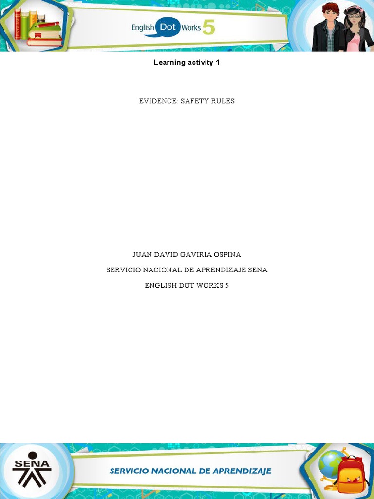 Evidence Safety Rules Learning Activity 1 PDF
