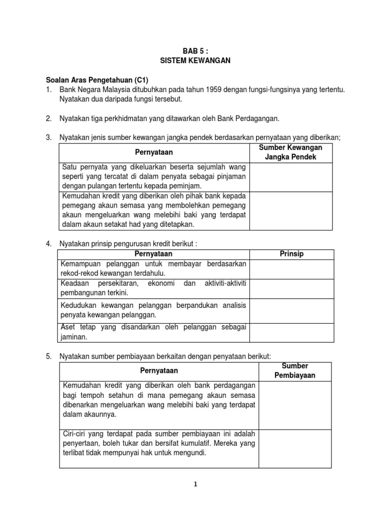 Bab 5 Sistem Kewangan Pdf