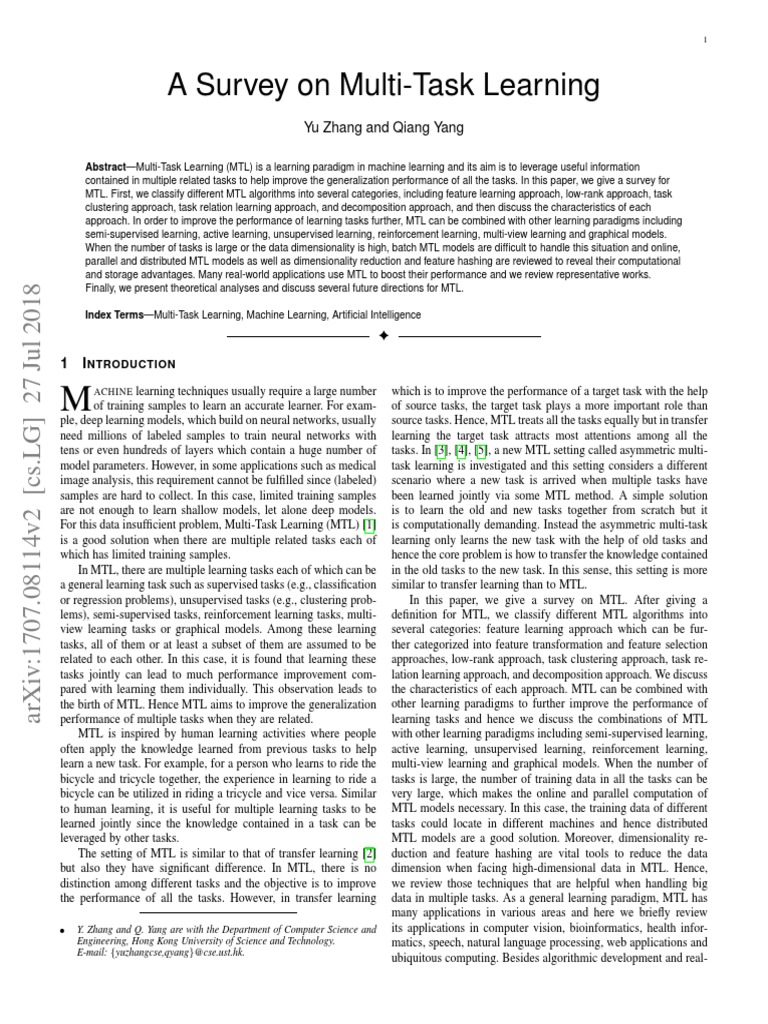 Survey of Multi-Task Learning Techniques | PDF | Machine Learning ...