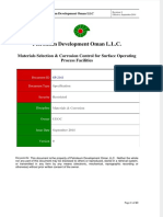 Petroleum Development Oman L.L.C.: Materials Selection & Corrosion Control For Surface Operating Process Facilities