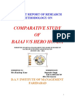 Comparative Study OF Bajaj V/S Hero Honda: Project Report of Research Methodology On