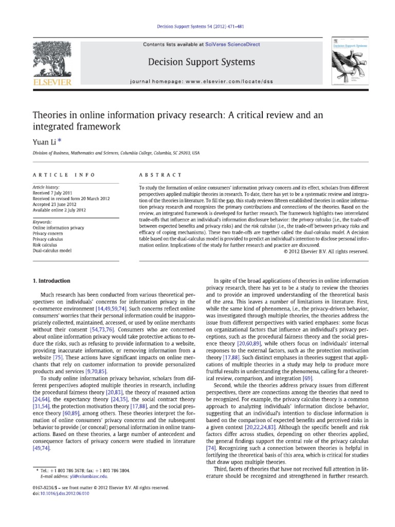 Theories in Online Information Privacy Research | PDF