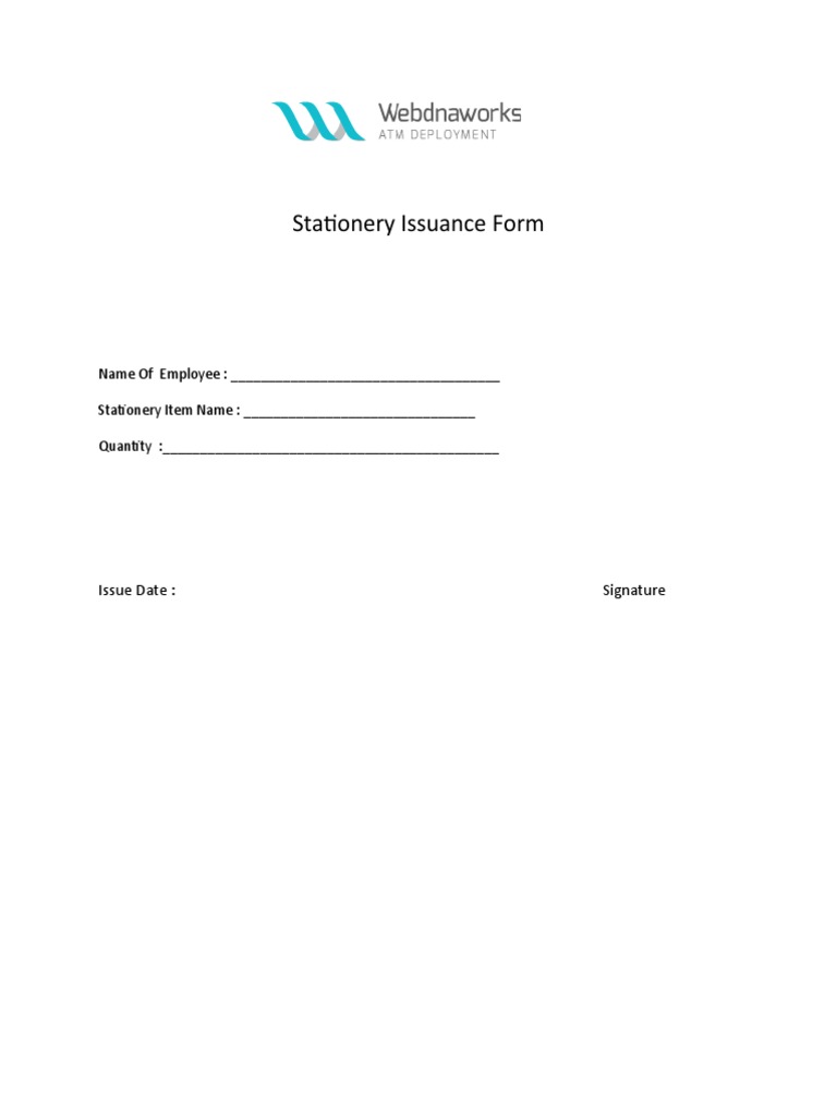 Employee Stationery Issuance Form | PDF