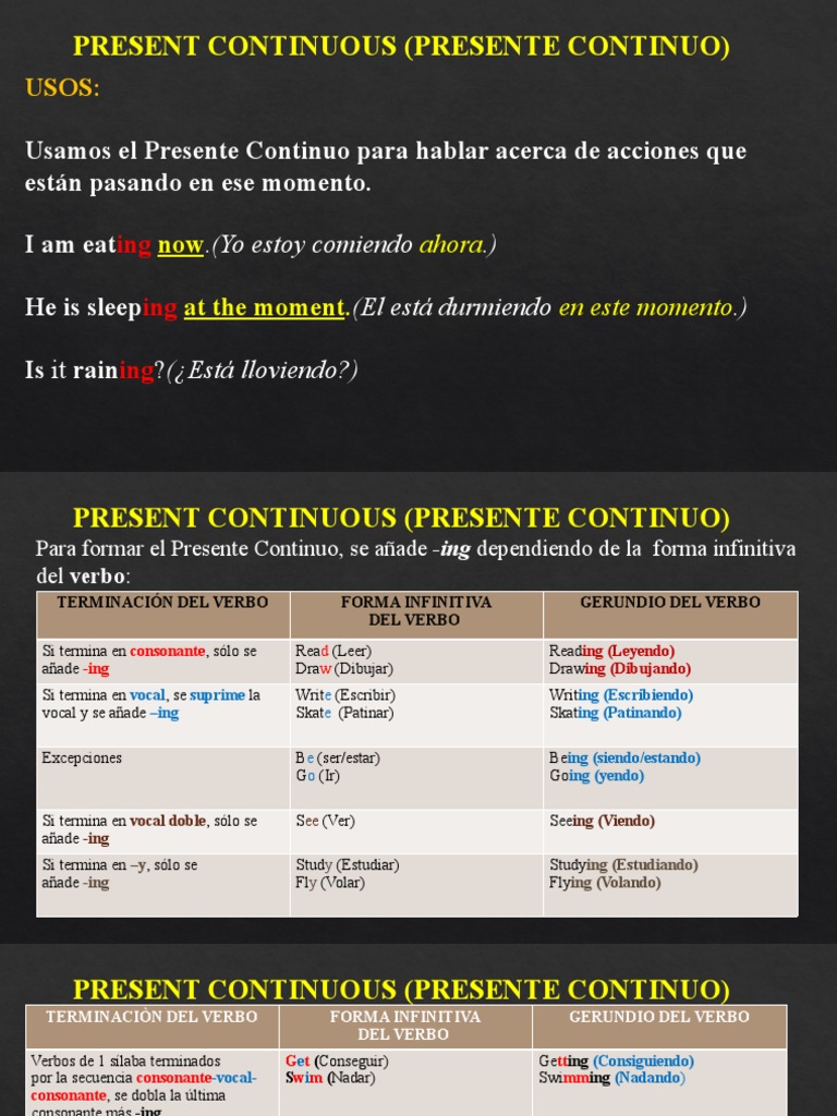 5th Present Continuos Verbs In Gerund Linguistica Sintaxis