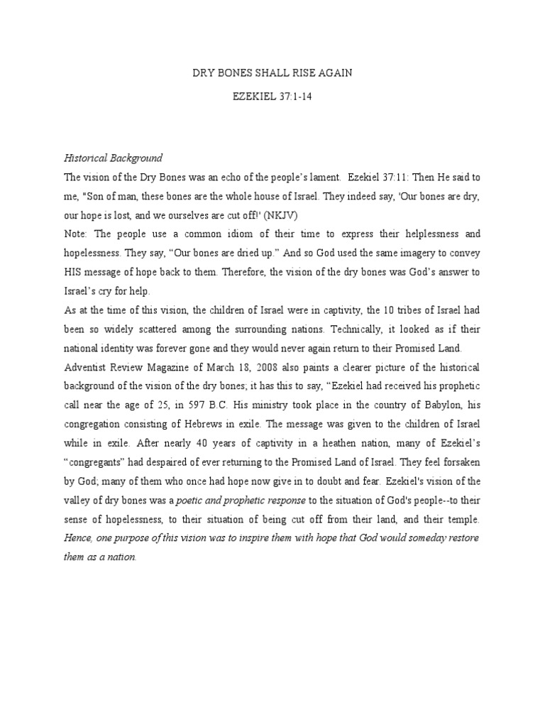 Dry Bones Shall Rise Again | PDF | Prophecy | Ezekiel