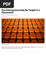 Can Entrepreneurship Be Taught in A Classroom