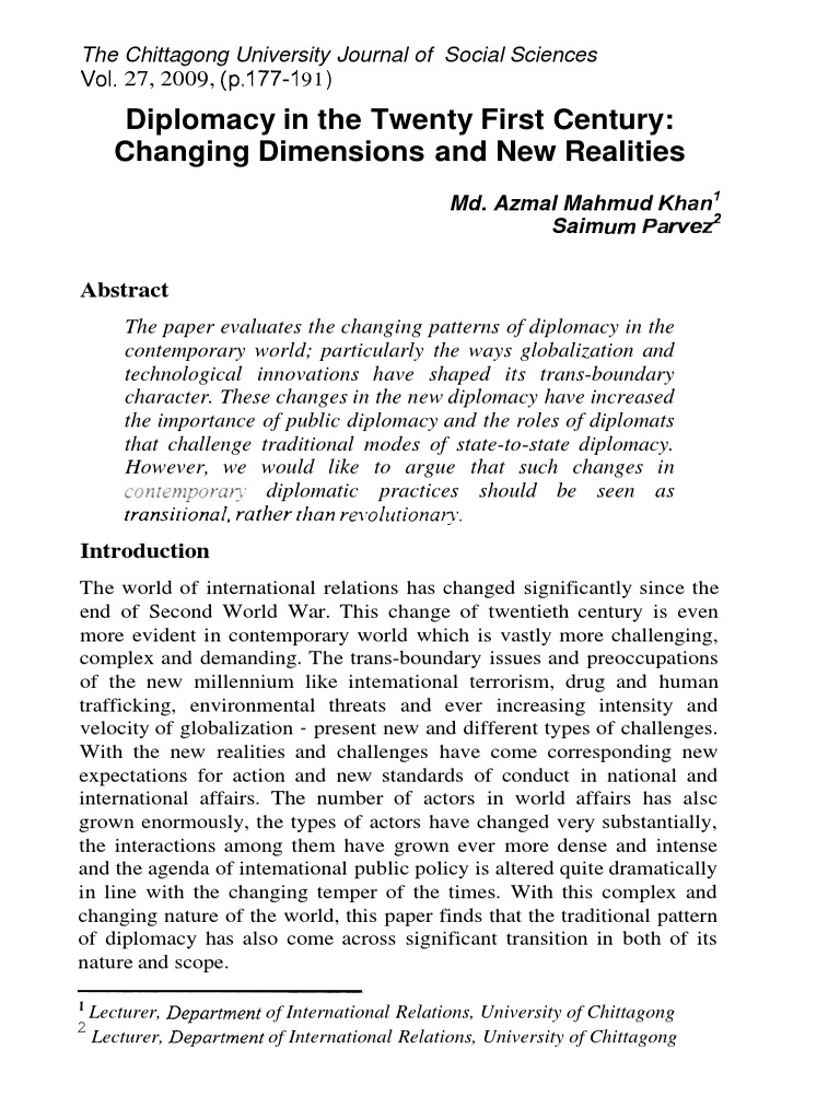 Diplomacy in The Twenty First Century CH PDF | PDF | Public Diplomacy ...