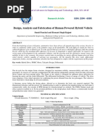 Design, Analysis and Fabrication of Human Powered Hybrid Vehicle